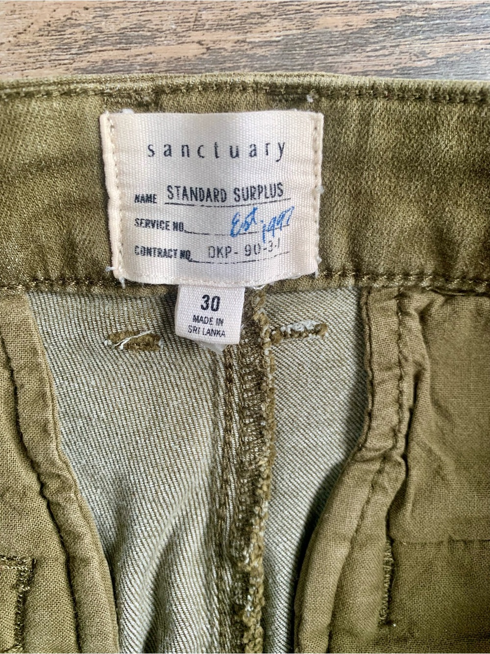 Sanctuary Utility Straight Leg Olive Green Pants - Picture 2 of 7